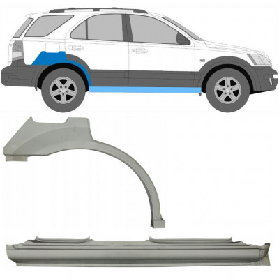 Lamiera di riparazione completo sottoporta e parafango posteriore per Kia Sorento 2002-2009 / Destra / Set 11711