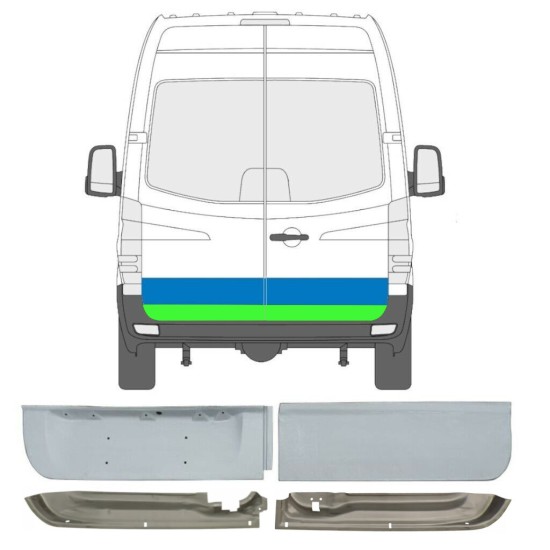 Pannello di riparazione porta posteriore per Volkswagen Crafter 2005-2017 / Sinistra+Destra / Set 14386