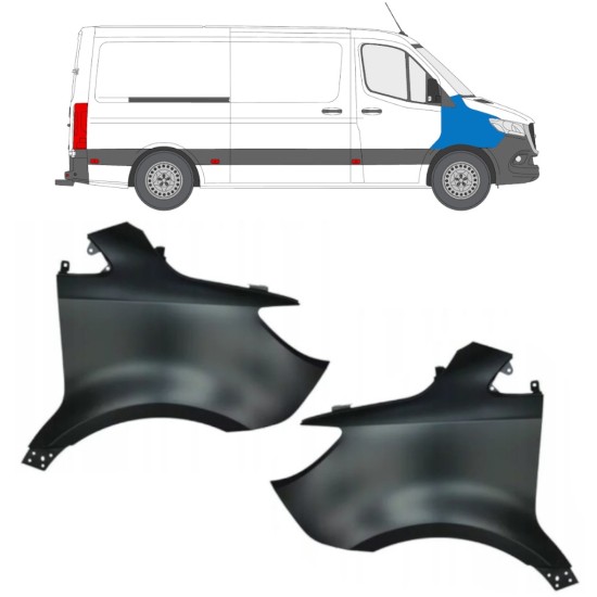 Parafango anteriore per Mercedes Sprinter 2018- / Sinistra+Destra / Set 14941