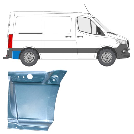 Pannello di riparazione parafango posteriore dietro la ruota per Mercedes Sprinter 2018- / Destra 14545