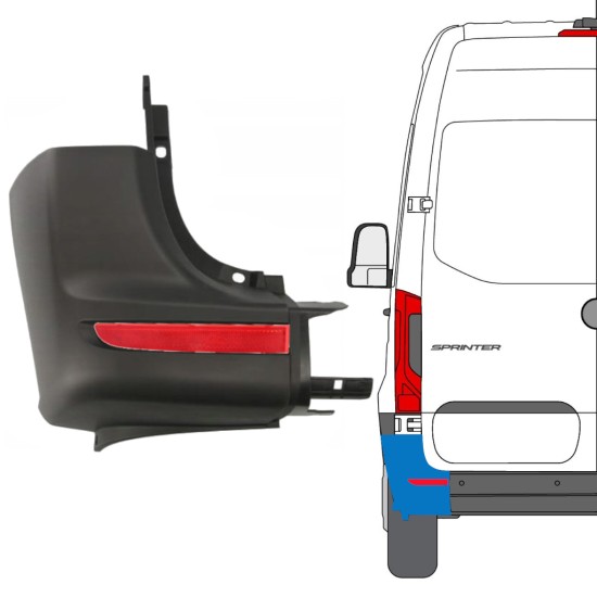 Angolo paraurti con catarifrangente per Mercedes Sprinter 2018- / Sinistra / Set 14950