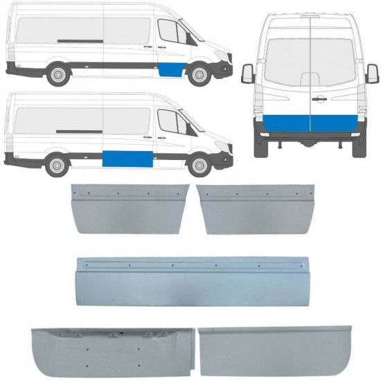 Lamiera di riparazione porta esterno per Volkswagen Crafter 2005-2017 / Sinistra+Destra / Set 14206