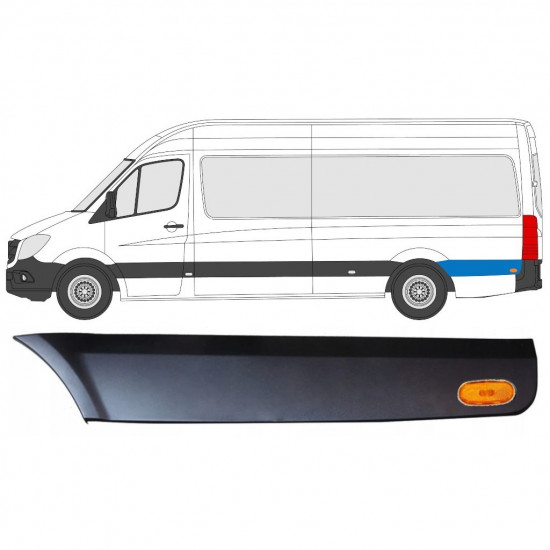 Modanatura laterale parafango posteriore dietro la ruota con lampada per Mercedes Sprinter 2006-2018 / Sinistra / Set 9059