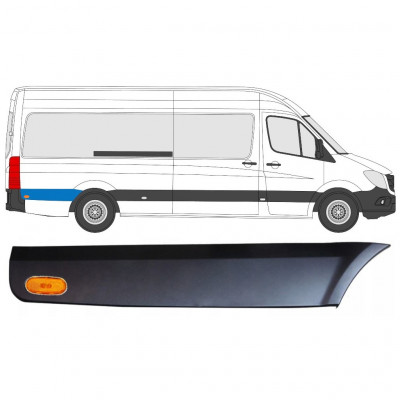 Modanatura laterale parafango posteriore dietro la ruota con lampada per Mercedes Sprinter 2006-2018 / Destra / Set 9058