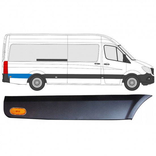 Modanatura laterale parafango posteriore dietro la ruota con lampada per Mercedes Sprinter 2006-2018 / Destra / Set 9058