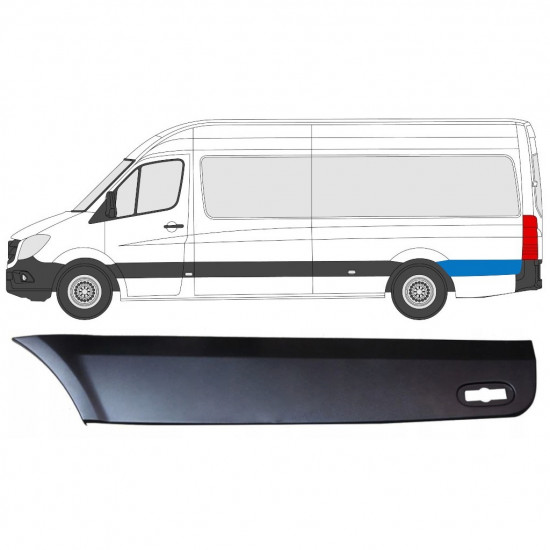 Modanatura laterale parafango posteriore dietro la ruota per Mercedes Sprinter 2006-2018 / Sinistra 8029