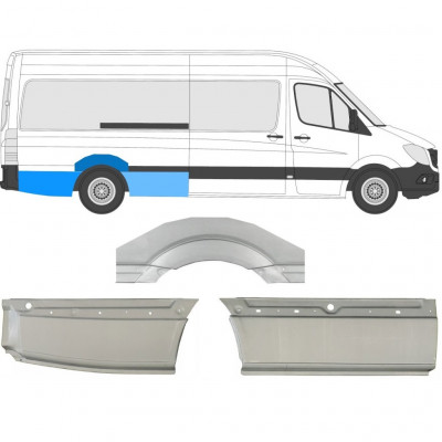 Pannello di riparazione parafango posteriore per Mercedes Sprinter 2006-2018 / Destra / Set 8717