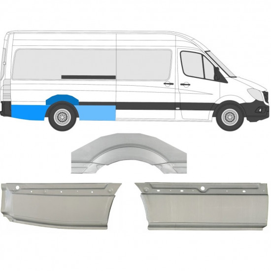 Pannello di riparazione parafango posteriore per Volkswagen Crafter 2005-2017 / Destra / Set 13943
