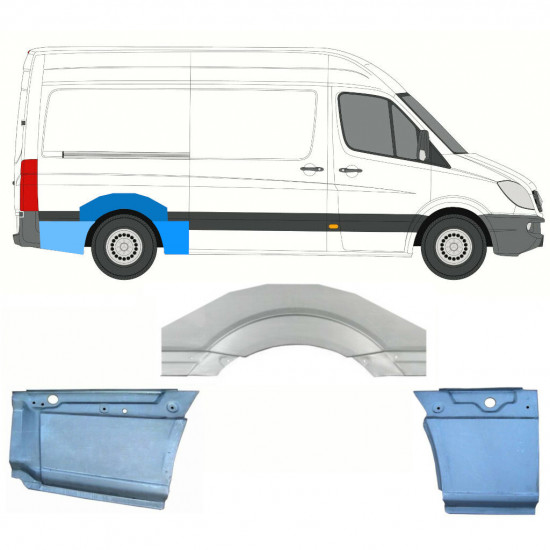 Pannello di riparazione parafango posteriore per Volkswagen Crafter 2005-2017 / Destra / Set 13941