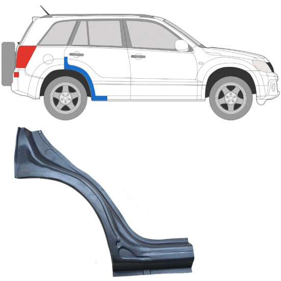 Pannello di riparazione parafango posteriore per Suzuki Grand Vitara 2005-2014 / Destra 7020