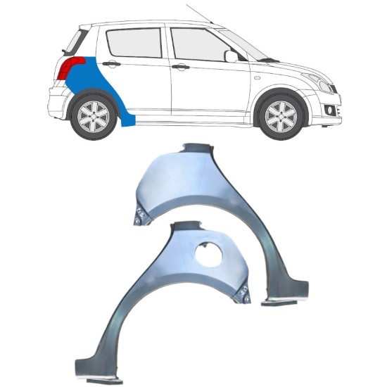 Pannello di riparazione parafango posteriore per Suzuki Swift 2005-2010 / Sinistra+Destra / Set 16258
