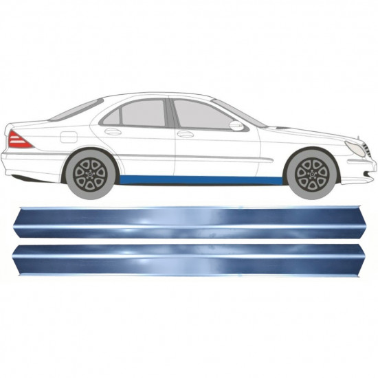 Pannello di riparazione sottoporta lamiera per Mercedes S-Class W220 1998-2005 / Sinistra = Destra (simmetrico) / Set 10487