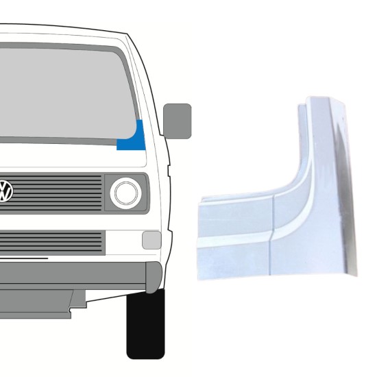 Pannello di riparazione telaio parabrezza per Volkswagen Transporter T3 1979-1992 / Sinistra 16127
