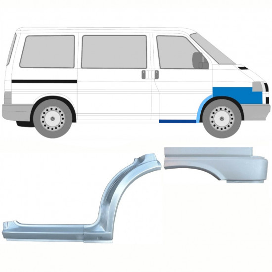 Pannello di riparazione sottoporta e parafanghi anteriore e posteriore per Volkswagen Transporter T4 1990-1996 / Destra / Set 10039
