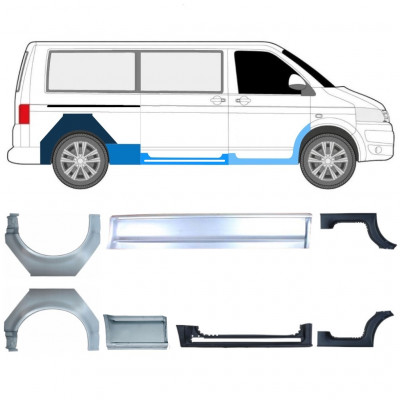 Pannello di riparazione sottoporta e parafango posteriore per Volkswagen Transporter T5 2003-2015 / Set 11536