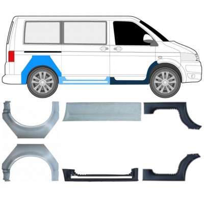 Pannello di riparazione sottoporta e parafango posteriore per Volkswagen Transporter T5 2003-2015 / Set 11534