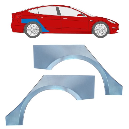 Pannello di riparazione parafango posteriore per Tesla Model 3 2017-2023 / Sinistra+Destra / Set 16375