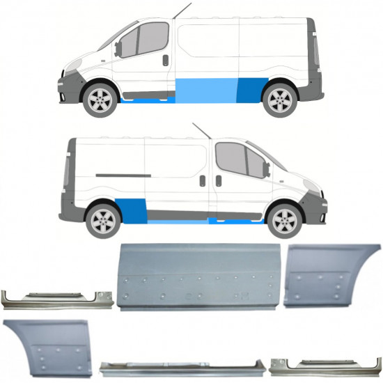 Set di pannelli di riparazione per Opel Vivaro 2001-2014 / Sinistra+Destra / 13309