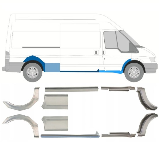 Pannello di riparazione sottoporta e parafango posteriore per Ford Transit 2000-2013 / Sinistra+Destra / Set 10630