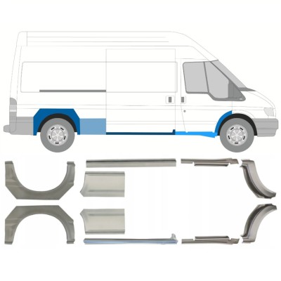 Pannello di riparazione sottoporta e parafango posteriore per Ford Transit 2000-2013 / Sinistra+Destra / Set 10640