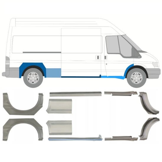 Pannello di riparazione sottoporta e parafango posteriore per Ford Transit 2000-2013 / Sinistra+Destra / Set 10640