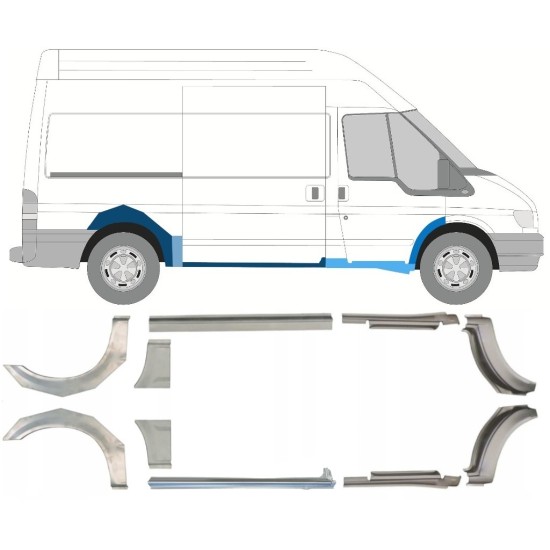Pannello di riparazione sottoporta e parafango posteriore per Ford Transit 2000-2013 / Sinistra+Destra / Set 10637