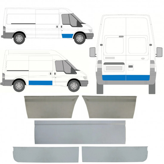 Lamierato riparazione porta per Ford Transit 2000-2013 / Sinistra+Destra / Set 11387