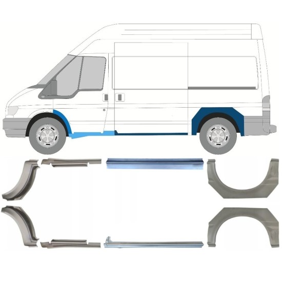 Pannello di riparazione sottoporta e parafango posteriore per Ford Transit 2000-2013 / Set 12675