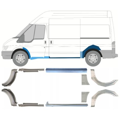 Pannello di riparazione sottoporta e parafango posteriore per Ford Transit 2000-2013 / Set 12676