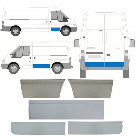 Lamierato riparazione porta per Ford Transit 2000-2013 / Sinistra+Destra / Set 11390