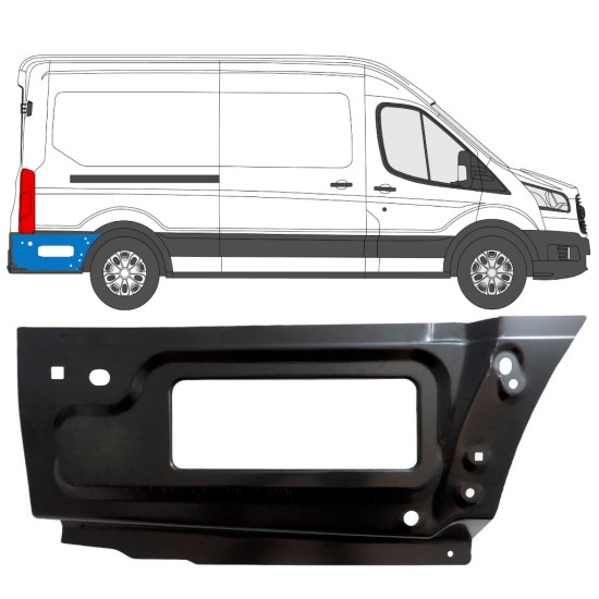 Pannello di riparazione sezione posteriore parafango posteriore per Ford Transit 2014- / Destra 15348