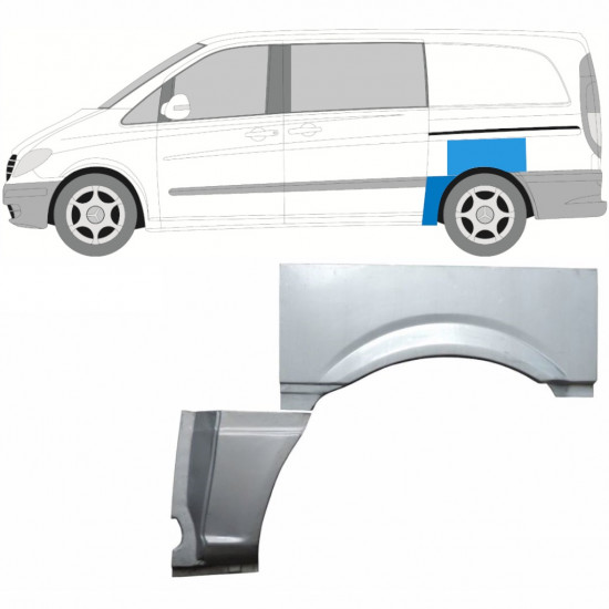 Pannello di riparazione parafango posteriore per Mercedes Vito W639 2003-2014 / Sinistra / Set 9278