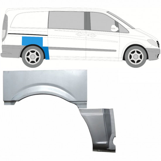 Pannello di riparazione parafango posteriore per Mercedes Vito W639 2003-2014 / Destra / Set 9277