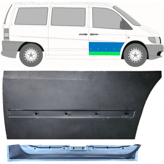 Lamiera di riparazione interno ed esterno porta anteriore per Mercedes Vito I W638 1996-2003 / Destra / Set 12014