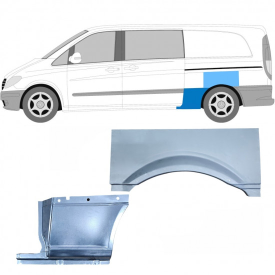 Pannello di riparazione parafango posteriore per Mercedes Vito W639 2003-2014 / Sinistra / Set 11865