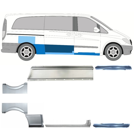 Set di pannelli di riparazione per Mercedes Vito W639 2003-2014 / Sinistra+Destra / 14787