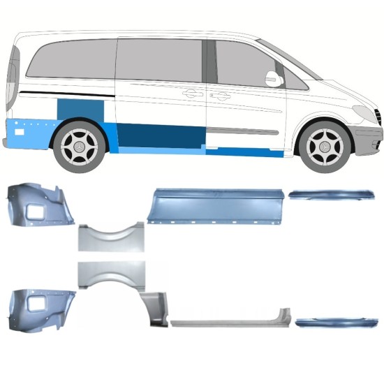 Set di pannelli di riparazione per Mercedes Vito W639 2003-2014 / Sinistra+Destra / 14788