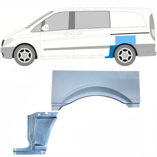 Pannello di riparazione parafango posteriore per Mercedes Vito W639 2003-2014 / Sinistra / Set 11867