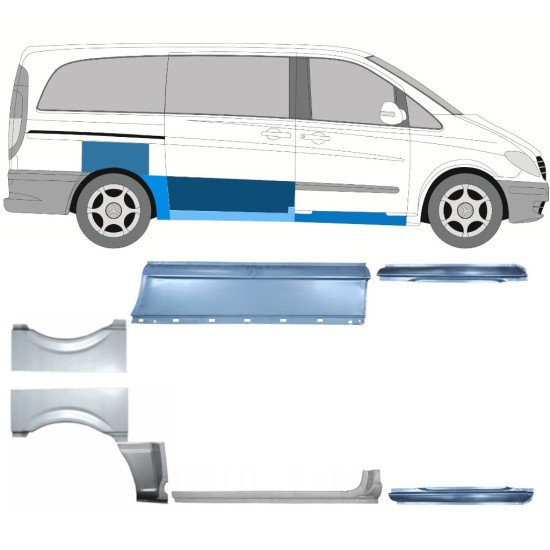 Set di pannelli di riparazione per Mercedes Vito W639 2003-2014 / Sinistra+Destra / 14790