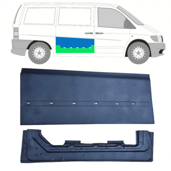 Pannello di riparazione esterno inferiore porta scorrevole per Mercedes Vito I W638 1996-2003 / Destra / Set 11993