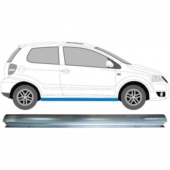 Pannello di riparazione sottoporta lamiera per Volkswagen Fox 2005- / Sinistra = Destra (simmetrico) 7129