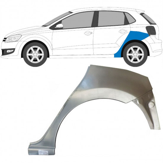 Pannello di riparazione parafango posteriore per Volkswagen Polo 2009-2017 / Sinistra 7123