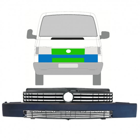 Modanatura sotto il faro e griglia per Volkswagen Transporter T4 1990-2003 / Set 9691