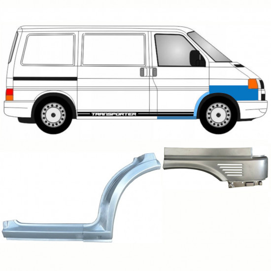 Pannello di riparazione sottoporta e parafanghi anteriore e posteriore per Volkswagen Transporter T4 1996-2003 / Destra / Set 10041