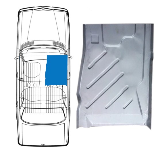 Pannello di riparazione del pavimento sottoscocca per Mercedes W123 1975-1985 / Destra 16046
