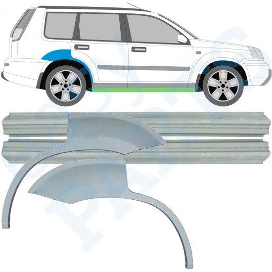 Pannello di riparazione sottoporta e parafango posteriore per Nissan X-Trail 2001-2007 / Sinistra+Destra / Set 9638
