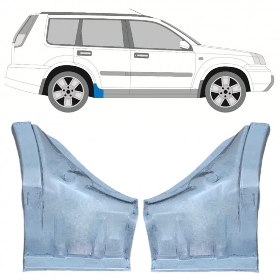 Pannello di riparazione sottoporta lamiera per Nissan X-Trail 2001-2007 / Sinistra+Destra / Set 12445