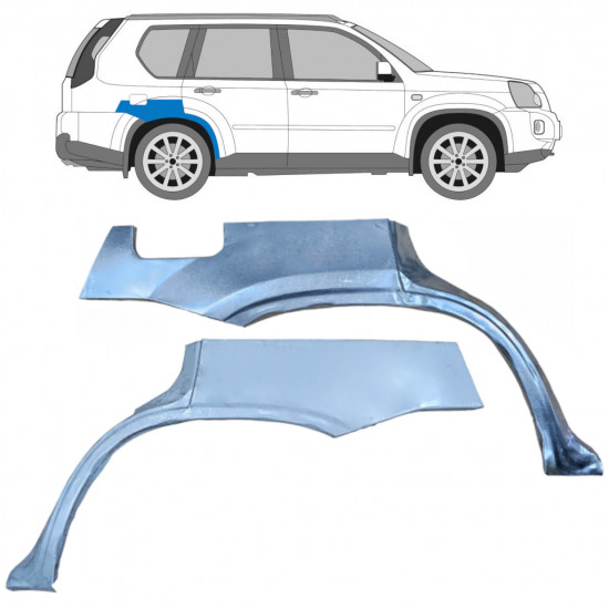 Pannello di riparazione parafango posteriore per Nissan X-Trail 2007-2014 / Sinistra+Destra / Set 9586