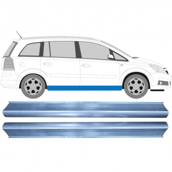 Pannello di riparazione sottoporta lamiera per Opel Zafira B 2005-2012 / Sinistra = Destra (simmetrico) / Set 9651