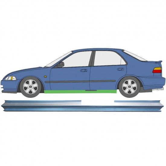 Pannello di riparazione sottoporta lamiera per Honda Civic 1991-1995 / Sinistra 6651